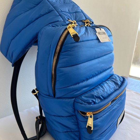 AW20 Moschino Couture Jeremy Scott OVERSIZED Blue Backpack with Attached Hoodie main image 12